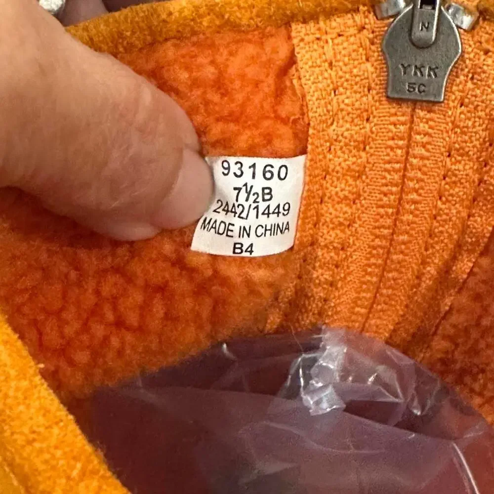 Lands end orange suede and fleece women's mid calf winter boots size 7.5